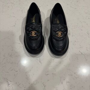 Chanel Black Quilted Loafers size 9